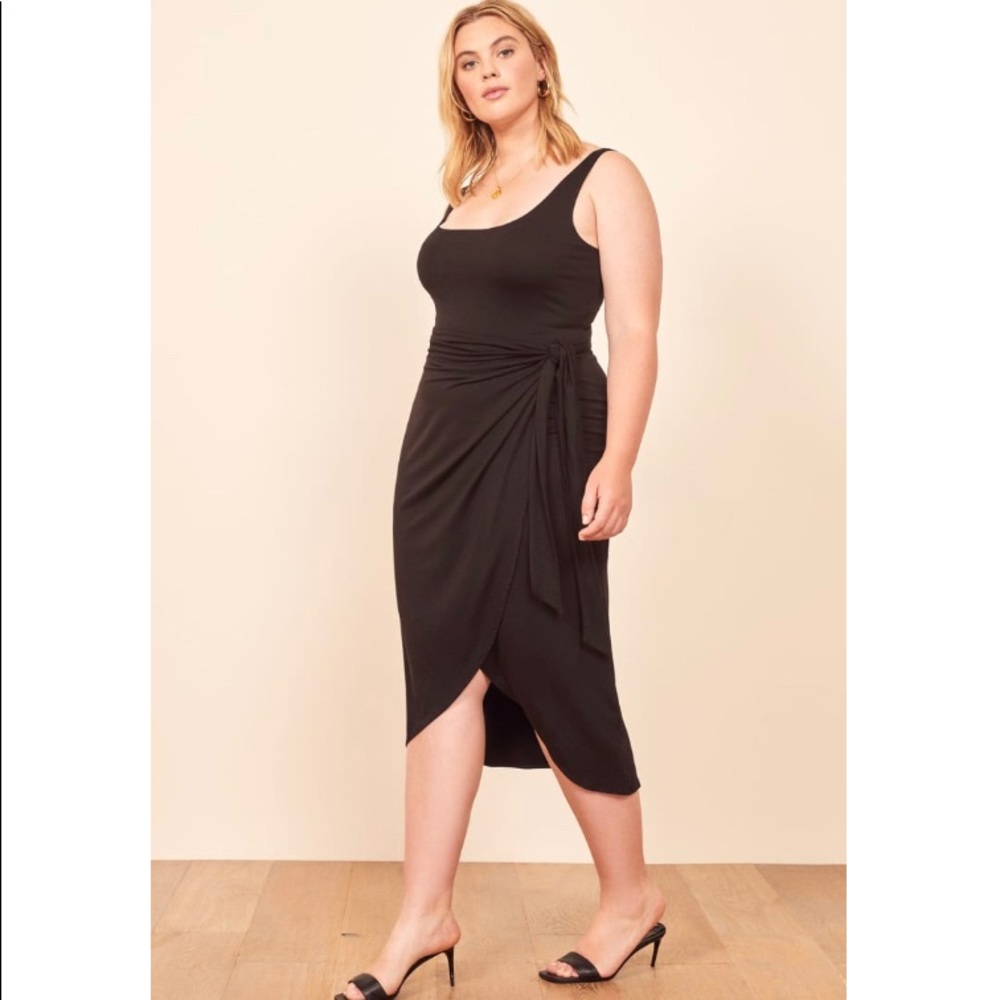 NEW Reformation Kaila Wrap Dress, Black X-LARGE